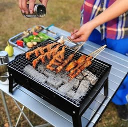 Borvat® Opvouwbare BBQ - Draagbare tafelgrill - Rechthoekig ontwerp - Compact en lichtgewicht - Zwart — thumbnail 3