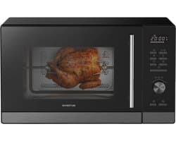 Inventum MN327CB Combimagnetron - 32L - 1000W - Hetelucht- en grillfunctie - Met draaispit - 10 programma's - 4 combistanden - Ontdooifunctie - Zwart