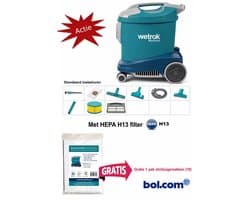 Wetrok Comfort 11 met HEPA filter, COMPLEET PAKKET, Krachtige Zuigkracht, Professionele Stofzuiger – 900W – Zeer Stil (56 dB) – 12 m Kabel – Industriële Stofzuiger – Incl. 10 gratis stofzuigerzakken