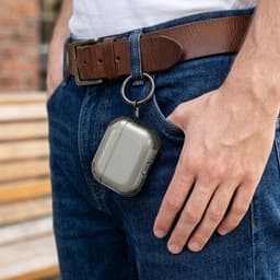 Grijs transparant hoesje voor oordopjes met sleutelring – schokbestendige beschermhoes geschikt voor AirPods Pro 2 — thumbnail 5