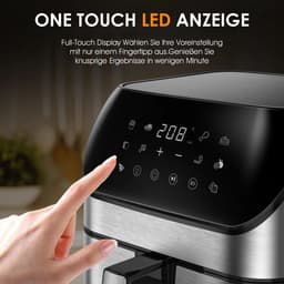 LUMÈ STORE airfryer XXL - 9 Liter - Heteluchtfriteuse - 10 Kookprogramma's - 1800W - Vetarm koken - Touchscreen - Zilver — thumbnail 2