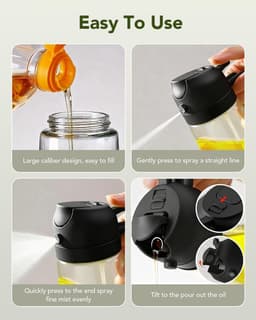 Glazen spuitfles van 470 ml (16 oz) - 2-in-1 olijfoliefles, een onmisbaar keukenhulpmiddel geschikt geschikt voor airfryers, salades, koken, grillen en bakken (zwart). Bezoek de JIMYOU-winkel. — thumbnail 2