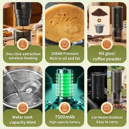 Elektrische Draagbare Koffiemachine - Draagbare koffiezetapparaat - Espresso machine - Reis koffiezetapparaat - Koffiemachine voor auto & thuis, camping — thumbnail 4