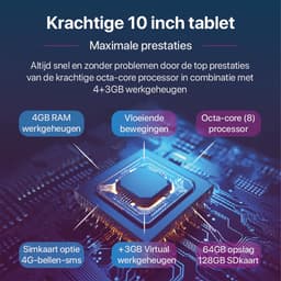 SwayTosh Tab D2 Lite – Tablet – 4+3GB RAM – 64+128GB Opslag – Android 14 – 4G – WiFi – Octa Core Processor – 10 inch – Hoes + Screenprotectors inbegrepen — thumbnail 2