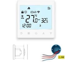 Wifi Inbouw Thermostaat | Touchscreen | Wifi | App bediening | Inbouw standaard doos | Programmeerbaar schema | Tuya | Wit