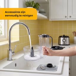 Linea Tegno Food Processor PRO-FP8001 - 5-in-1 RVS keukenmachine: blender, hakmolen, groentesnijder, citruspers en mixer in één. Voor groenten, fruit, noten, soepen, deegsoorten. 2,3L kom - Sinaasappels persen. 2,7L blender voor smoothies & shakes — thumbnail 4