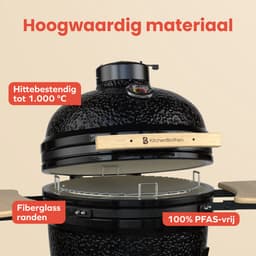 KitchenBrothers Kamado BBQ - 18 Inch Houtskool Barbecue - 38,5⌀ cm - PFAS-vrij - Complete Set - Egg BBQ met Accessoires inclusief Hoes - Zwart — thumbnail 3