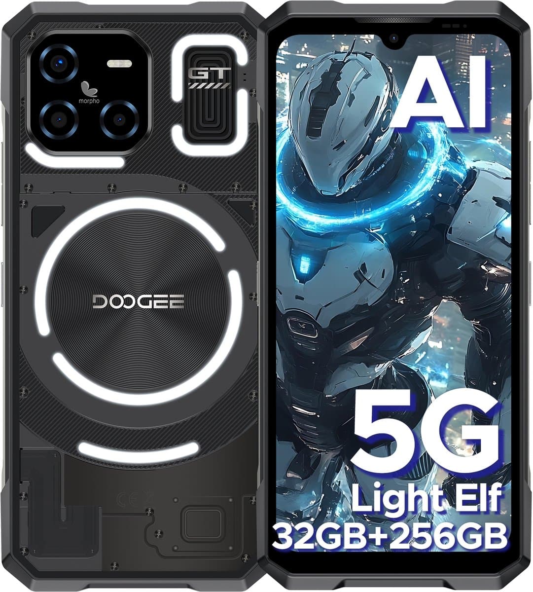 DOOGEE Blade GT 5G -RobuusteSmartphone - RobuusteTelefoon - LED - 6,72 inth FHD + 120 Hz - 32 GB RAM + 256 GB ROM/2TB TF- WiFi 6 -NFC - Face ID - Vingerafdrukherken - Zwart — afbeelding 1