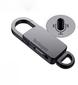 Techspot© Afluisterapparatuur - sleutelhanger - MP3 - Afluisterapparatuur op afstand - Dictafoon - Spy Recorder - Opnameapparaat - Voice Recorder - inclusief oortjes - Zwart — thumbnail 1