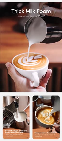 Norvia - Automatische espressomachine - Koffiemachine - 20 bar - Temperatuurregeling - 51 mm portafilter - Nauwkeurige smaak — thumbnail 3