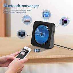 Draagbare CD-Speler -Bluetooth met Dubbele Luidsprekers- HiFi-speaker radio-Oplaadbare CD-Speler met USB-C-Zwart — thumbnail 4