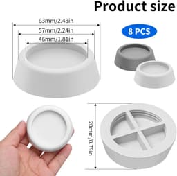 Anti-vibratie pads voor wasmachine, 8 stuks wasmachine voeten anti-vibratie TPR rubber blokken anti-slip pads schokdempers stabilisatoren voor droger, vaatwasser, koelkast, loopband — thumbnail 2