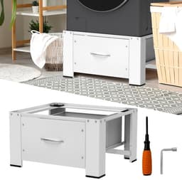 Wasmachine Basisframe met Uittrekbare Lade – Wit, Draagbaar tot 150 kg, 63 x 54 x 32 cm — thumbnail 1
