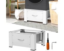 Wasmachine Basisframe met Uittrekbare Lade – Wit, Draagbaar tot 150 kg, 63 x 54 x 32 cm