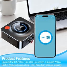 Bluetooth 5.1 Ontvanger met NFC - TF-kaart - Bluetooth Receiver -3,5mm AUX en RCA Audio Adapter - Voor auto, smartphone, tablet, hifi-muziek thuis — thumbnail 5