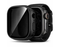 Screenprotector + Hoesje geschikt voor Apple Watch Ultra 3 / 2 / 1 49mm – Privacy Glas – 360° Bescherming – Anti Inkijk – Zwart