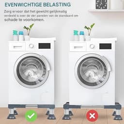 GELLDG Onderstel voor Wasmachine - Verhoging voor Wasdroger, Mini Koelkast en Witgoed - Universeel Instelbaar met Stevige Antislip Stalen Voetjes - Geschikt voor Alle Grote Huishoudapparaten - Metaal - Zonder Specificaties — thumbnail 3