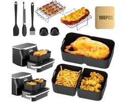 Airfryer Accessoires Set 15-delig – Geschikt voor Ninja Foodi AF500EU FlexDrawer 10,4L & COSORI TwinFry 10L – Inclusief Siliconen Matten, Grillrek & Spiesen — thumbnail 1