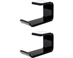 Allecto - Hoofdtelefoonstandaard - 2-delig - Acryl - Onder-bureau - Houder - Display - Zelfklevend tape - Universeel - Hoofdtelefoons - Zwart