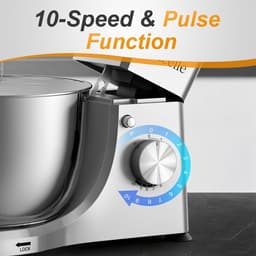 Keukenmachine - Mixer - Bakken en Koken - Krachtige Motor 1300W - 5.5 Liter Kom - Zilver — thumbnail 4