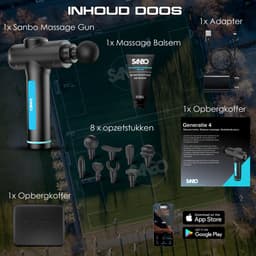 Sanbo Massage Gun Professioneel Gen 4 - Incl. Massage Balsem - 30 Intensiteitsstanden en 8 opzetstukken - Massage Apparaat - Massageapparaat Massagegun - Massage Pistool - Hyrox - Crossfit - Zwart — thumbnail 5