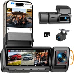 Dashcam Auto - 3 Kanaals Camera - Veilige Ritten - 490° Groothoek - 3.16 Inch Scherm — thumbnail 1