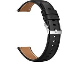 Kiraal - Premium Luxe lederen horlogebandje - Leer - Leder - 20mm - Zwart - Smartwatch bandje - Universeel