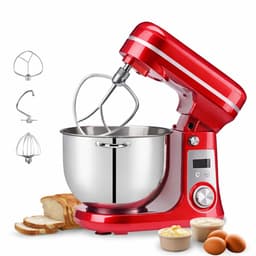 Jurrys Keukenmachine 6L – 1200W – Rood – RVS Mengkom – Keukenrobot met Garde & Mixer – Standmixer voor Bakken & Koken — thumbnail 1