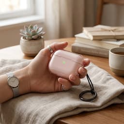Roze transparant hoesje voor oordopjes met sleutelring – schokbestendige beschermhoes geschikt voor AirPods Pro 2 — thumbnail 4