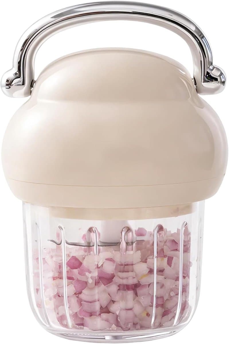 Mini Keukenmachine - Elektrische Hakker - Voedselbereiding - Antislip Basis - 18x125x18 cm - Beige — afbeelding 1