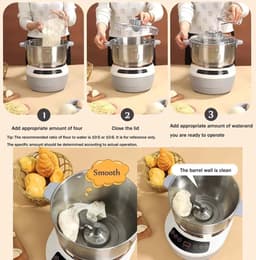 Deegmixer - Keukenmachine Kneedmachine - Professioneel Bakken - Met Fermentatiefunctie - 5L of 7L - Zilverkleurig — thumbnail 4