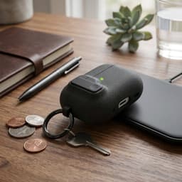 Luxe beschermhoes voor AirPods Pro 3 – Schokabsorberend met sleutelring (Donkergrijs) — thumbnail 3