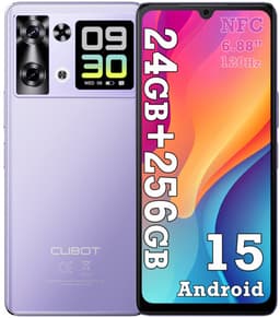 CUBOT P90 Smartphone - 24GB RAM - 256GB ROM - 5100 mAh - 6,88 inch 120 Hz- Android 15 - Dual SIM 4G - 64MP+16MP - NFC - GPS - Face ID - Paars — thumbnail 1