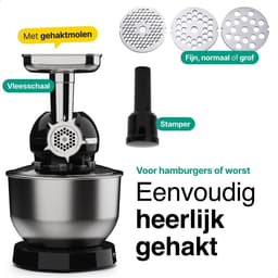 Keukenmachine - Keukenrobot Mixer - Bakken en Koken - Krachtige 2000W Motor - 6.2L Kom - Zwart — thumbnail 3