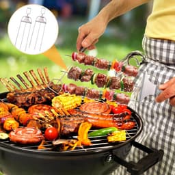 2 stuks - BBQ-vork - Barbeque grillspiezen - vleespennen - vleesspies - vleesvork - Marshmallow spiezen - BBQ accessoires - Geschikt voor vlees, kip, worst en groenten — thumbnail 4