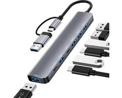 7-in-1 USB-C Dockingstation met 6 USB Poorten (2x USB-C, 4x USB-A)