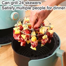 Airfryer Hangspies Rek - Airfryer rooster - Spiesenrek - Brochettehouder - BBQ Accessoire - Air Fryer Koken Accessoires - Airfryer accessoires - Met 24 Spiesen — thumbnail 3