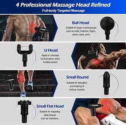 Mini-massagepistool voor spieren, draagbaar, 6 snelheidsstanden, 4 massagekoppen, 1800mAh ultrastille massage met 3200 toeren per minuut, voor het verlichten van spierpijn, USB-interface. — thumbnail 5