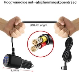 TENZHVXI - Mini Usb-Dashcamkabel - Stroomkabel Voor Dashcam - 5 V / 2,5 A + 5 V / 3,5 A - 1 Stuk - Auto / Vrachtwagen Zwart — thumbnail 5