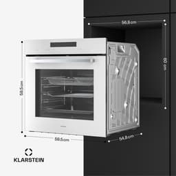 Klarstein Airjet inbouwoven - 72 liter elektrische oven met airfryer-modus, 13 kookfuncties, touchbediening, geëmailleerde binnenkant, A++ energieklasse, driedubbele beglazing, geïntegreerde enkele oven, wit — thumbnail 1