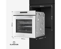 Klarstein Airjet inbouwoven - 72 liter elektrische oven met airfryer-modus, 13 kookfuncties, touchbediening, geëmailleerde binnenkant, A++ energieklasse, driedubbele beglazing, geïntegreerde enkele oven, wit