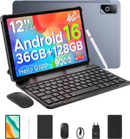 DOOGEE Tab G6 Pro VIP - Tablet - 36GB RAM + 128GB ROM (2TB/TF) - 9000mAh/18W - 12 inch 2.4K 90Hz - 4G LTE - Gemini AI - Helio G100 - 5G WiFi - Face ID - Dubbele luidsprekers - OTG - Met toetsenbord, muis, leren tas en pen — thumbnail 1