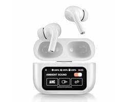 Tech Essentials FlexBeat - Draadloze Oordopjes met Active Noise Cancelling - Bluetooth 5.4 - In Ear Sport Oortjes voor Hardlopen - Microfoon - Earbuds met Oplaadcase - Wit