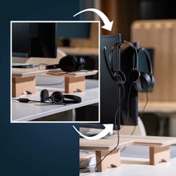 Set van 4 Universele Koptelefoonhouders voor Monitor met Montageaccessoires — thumbnail 2