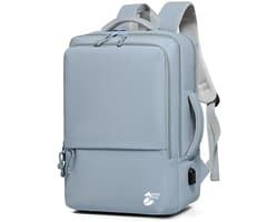 Grey Fox Laptop Rugzak met USB Oplaadpoort - 17 inch - Schooltas - Waterafstotend - 30L Ruime Capaciteit - Licht Blauw