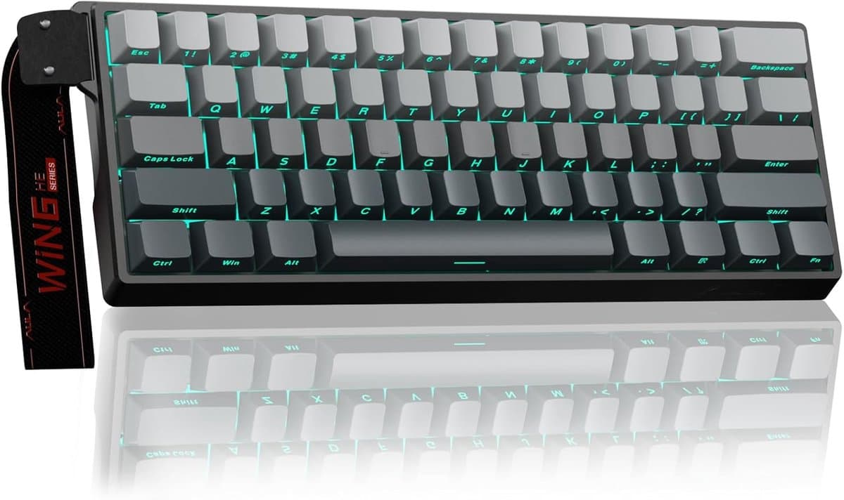 AULA WIN60 HE - 60% Bedraad RGB Gaming Toetsenbord - Hall Effect Rapid Trigger - Magnetische Toetsen - Gasket - Hot Swap - 8K Hz Polling Rate - QWERTY Toetsenborden - Zij Bedrukte toetsen - 61 Keys - Zwart Grijs — afbeelding 1