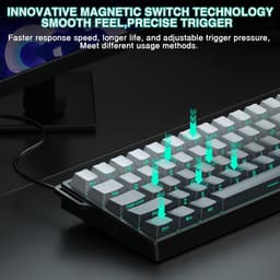 AULA WIN60 HE - 60% Bedraad RGB Gaming Toetsenbord - Hall Effect Rapid Trigger - Magnetische Toetsen - Gasket - Hot Swap - 8K Hz Polling Rate - QWERTY Toetsenborden - Zij Bedrukte toetsen - 61 Keys - Zwart Grijs — thumbnail 5