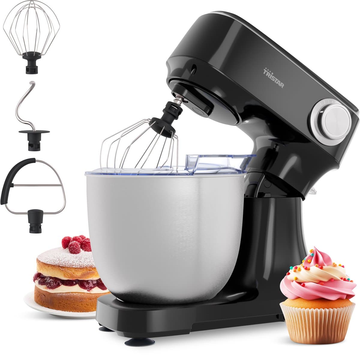 Tristar Keukenmachine 800W - Keukenrobot 4,5L - RVS mengkom - 12 programma's - Zwart — afbeelding 1