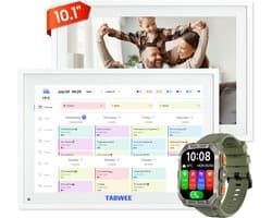 TABWEE P10 10,1" WiFi Digitale Kalender | Smart Touchscreen Fotolijst | Gezinsrooster Takenlijst Maaltijdplanner + Blackview W80 Pro Smartwatch Groen IP68 Bluetooth 5.3 900mAh