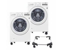 Wasmachine Verhoger met Wielen – Verstelbare Wasmachine Sokkel – Opbouwmeubel tot 300 kg – Geschikt voor Wasmachine, Droger, Koelkast & Vriezer